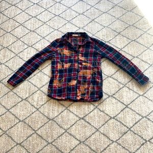 Vintage Havana Plaid Shirt with Back Appliqué